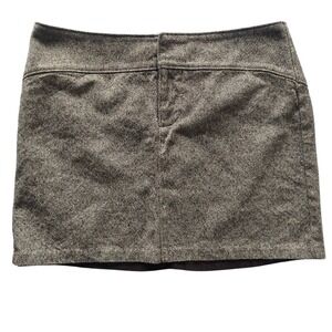 Gap Vintage Tweed Mini Skirt Women 4 Brown Wool Silk Blend Academia Y2K Earthy